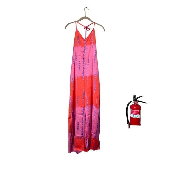 NWT Nasty girl petite tie-dye cross back satin jumpsuit size 4￼/ cruise wear - Picture 4 of 8